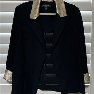 Perceptions Black Blazer with Cream Polka-Dot Trim